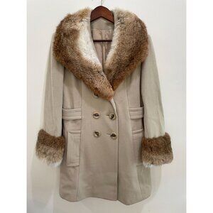 Vintage Jules Miller Penny Lane Wool Coat With Fur Collar & Cuffs Size M/L